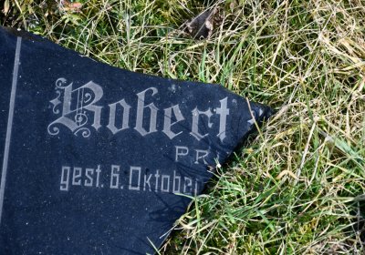 Nově dohledané nápisové desky po vyčištění hrobek u hřbitovní zdi, O.C., 2025